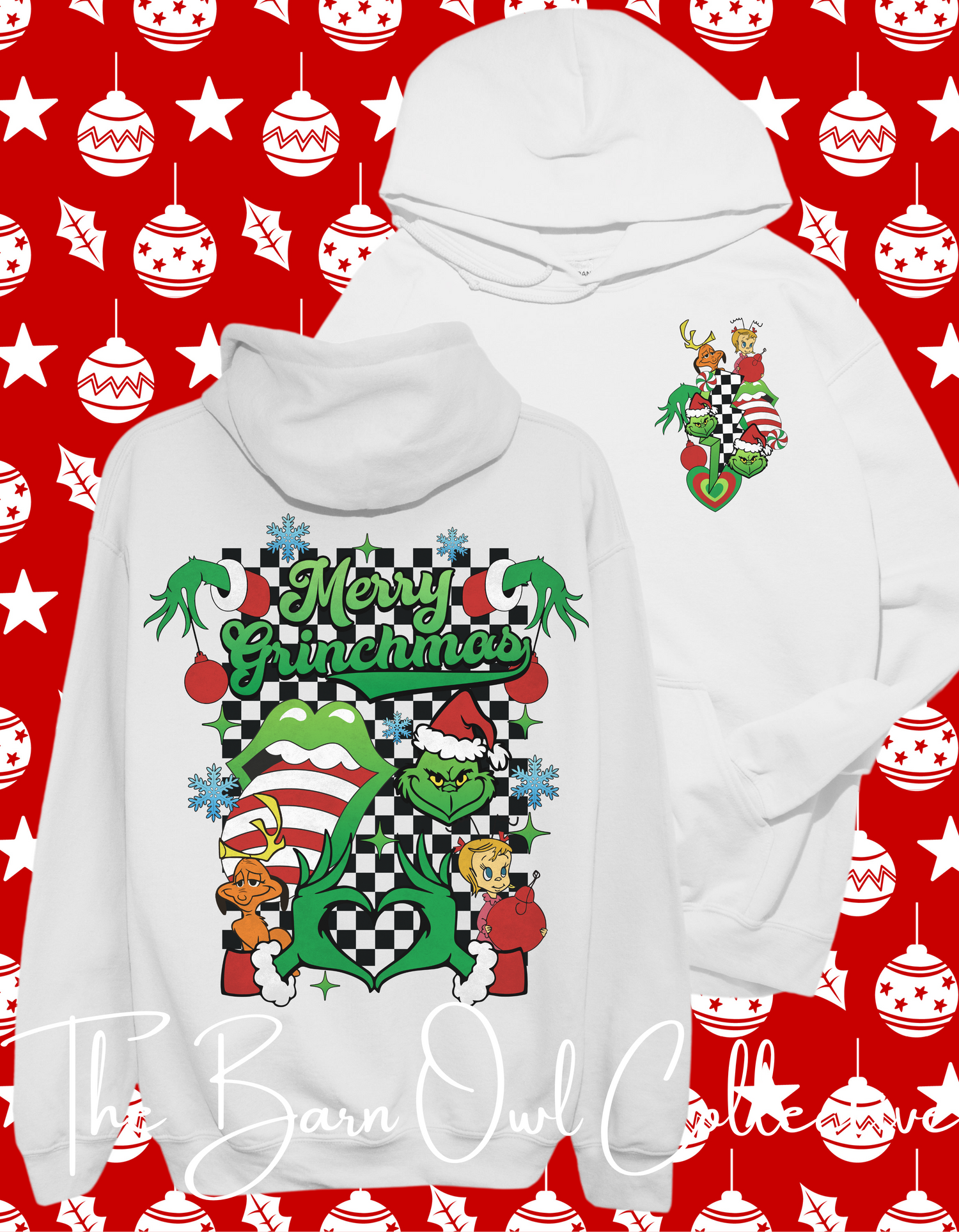 Retro Grinchmas hoodie with front and back design
