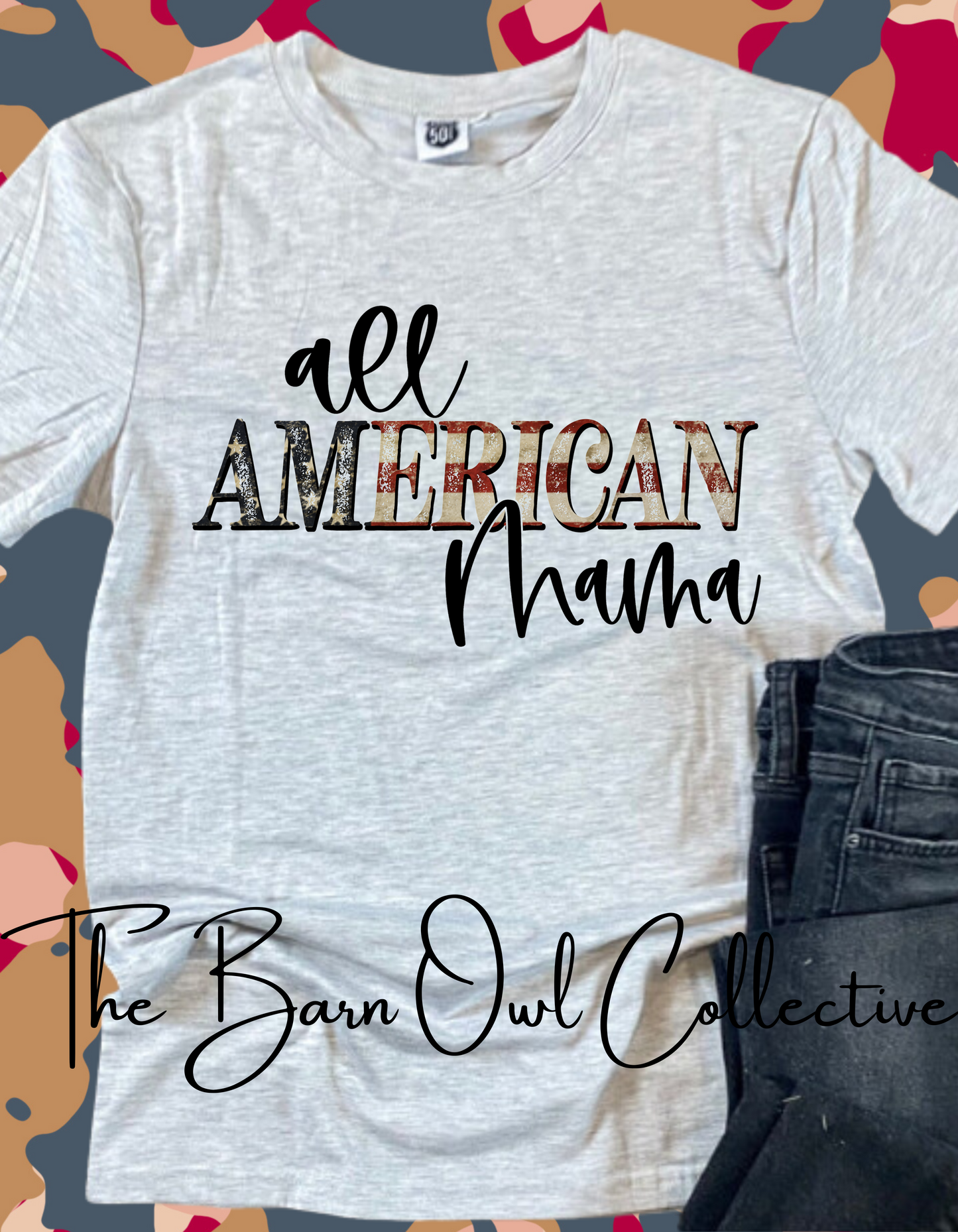 All American Mama Womens Graphic Crewneck T-Shirt