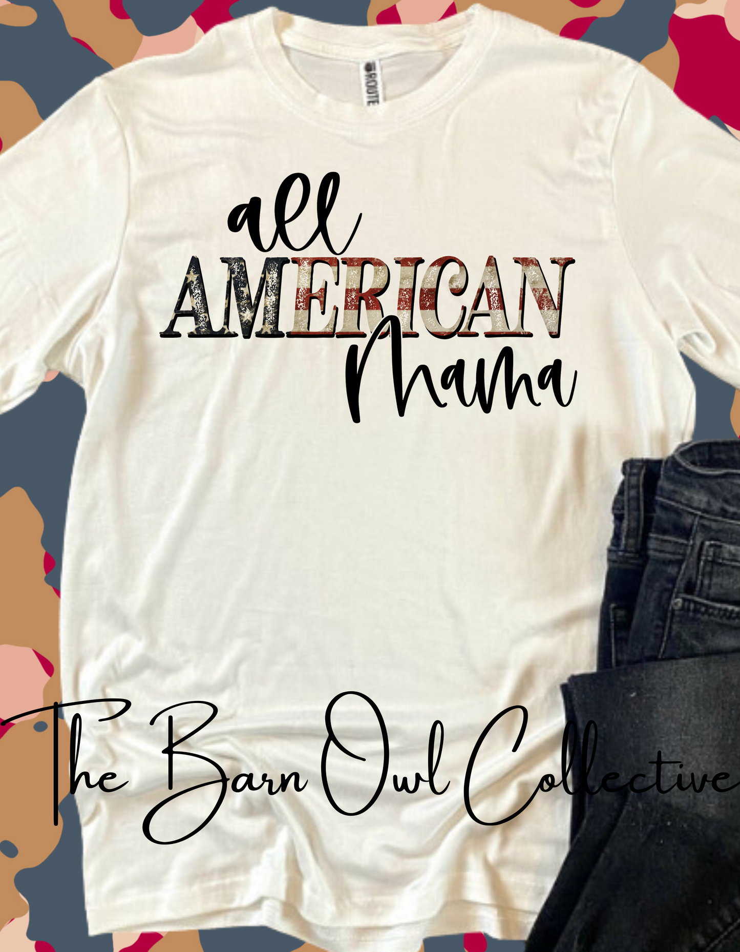All American Mama Womens Graphic Crewneck T-Shirt