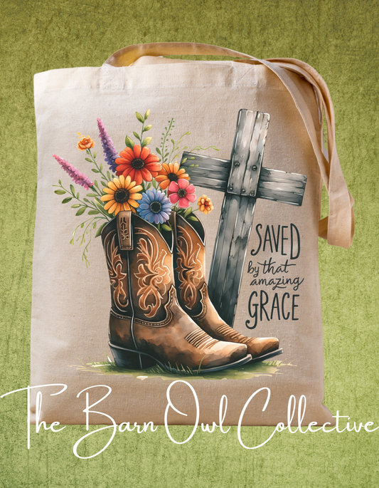 Saved By That Amazing Grace Canvas Tote Bag