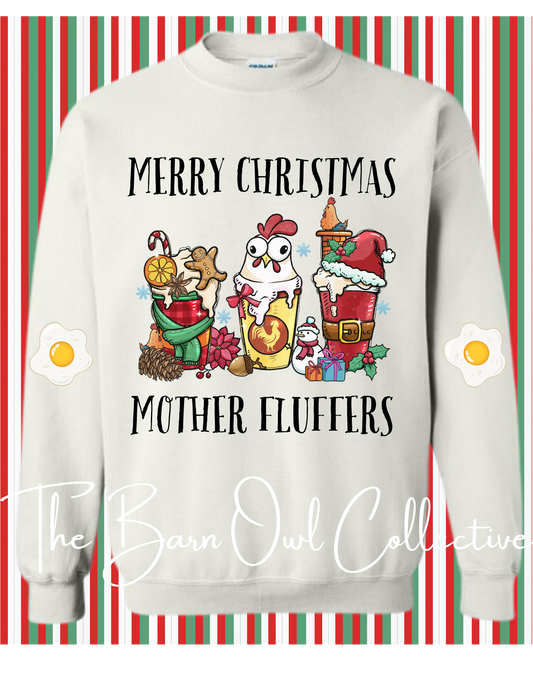 Merry Christmas Mother Fluffers Funny Chicken Crewneck Sweatshirt