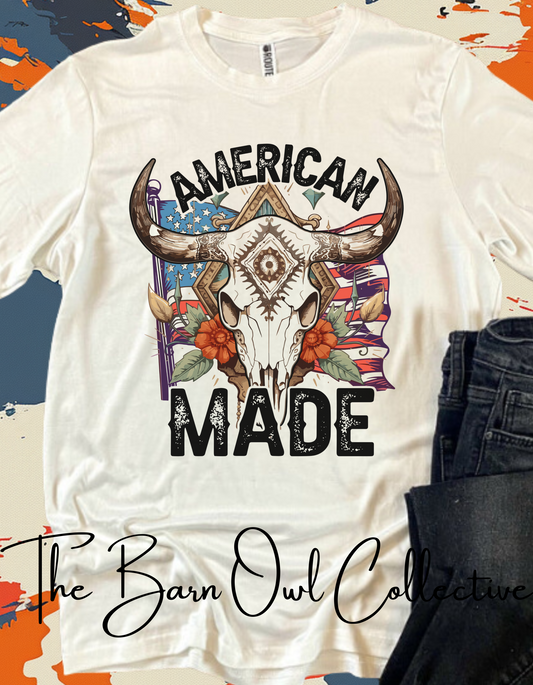 Amerikaans gemaak Westerse vroulike skedel-T-shirt