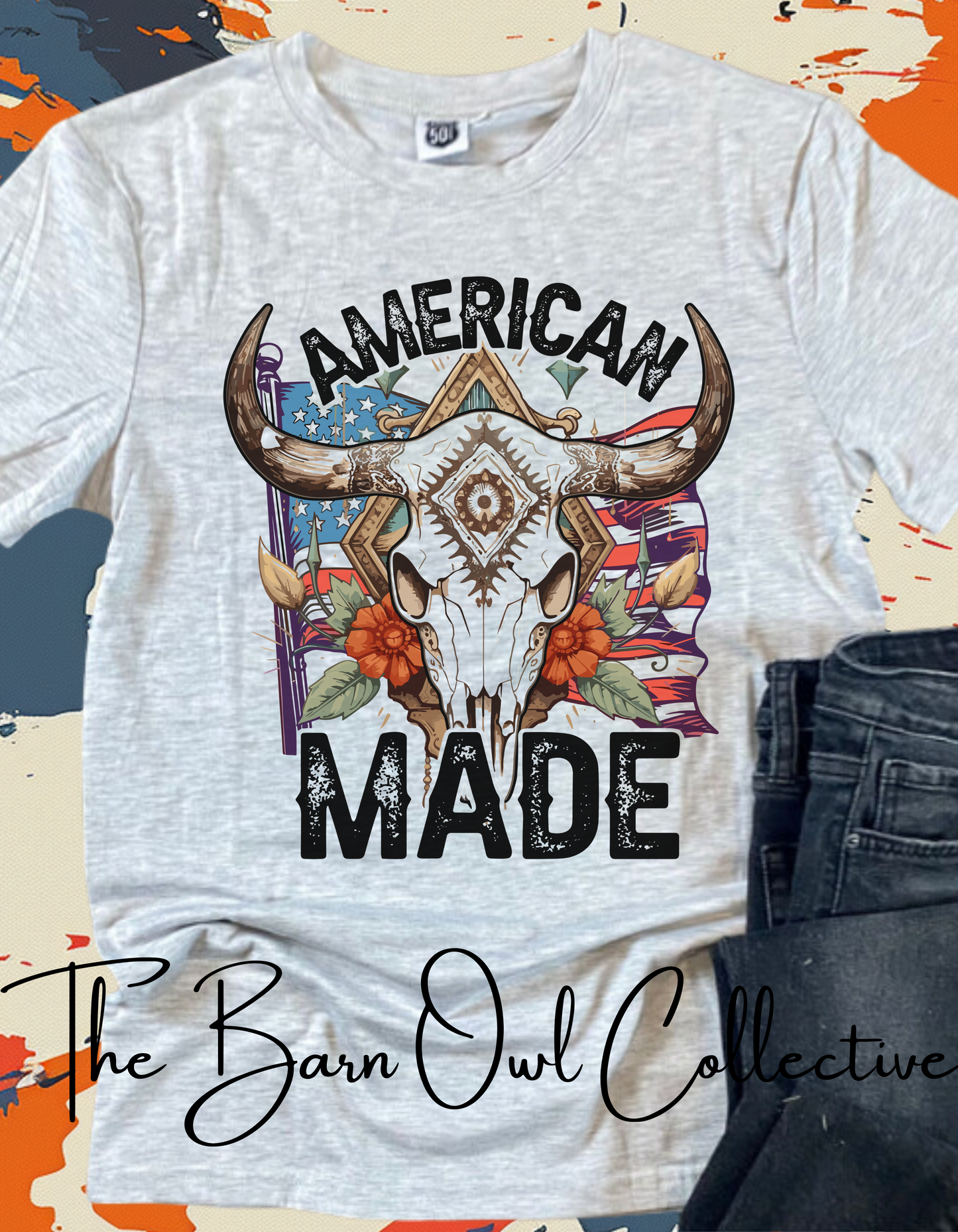 Amerikaans gemaak Westerse vroulike skedel-T-shirt