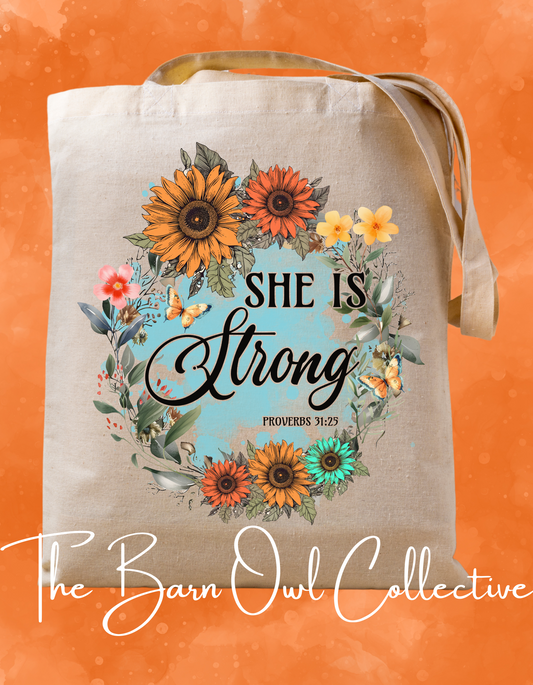 She Is Strong Canvas Tote Bag