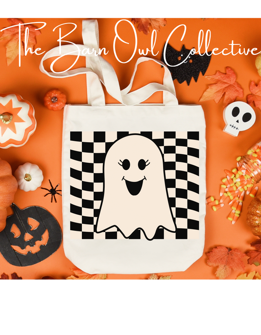 Checkered Ghost Tote Bag