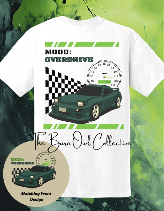 Mood: Overdrive Racing Crewneck Graphic Tee Shirt