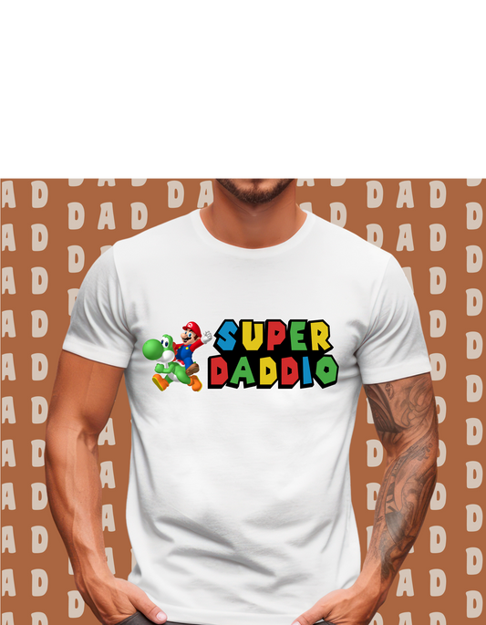 Super Daddio Mario Father's Day Graphic T-Shirt