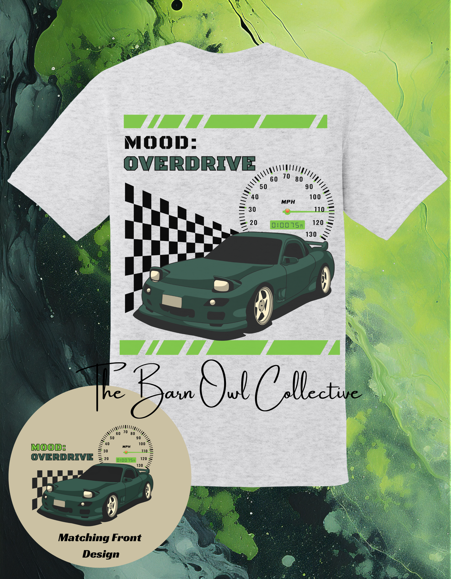 Mood: Overdrive Racing Crewneck Graphic Tee Shirt